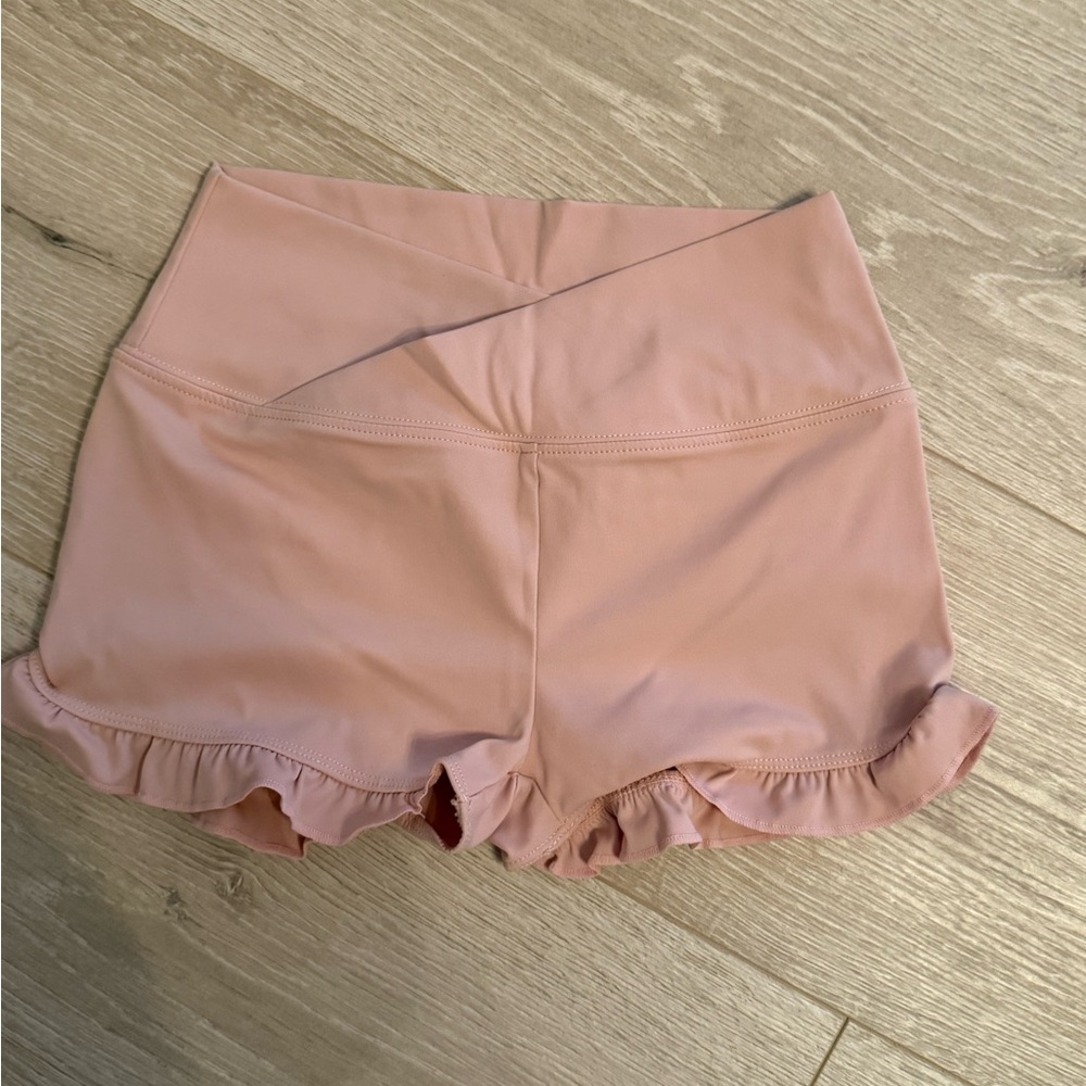 Girl’s Light Pink Ruffle Hem Shorts
